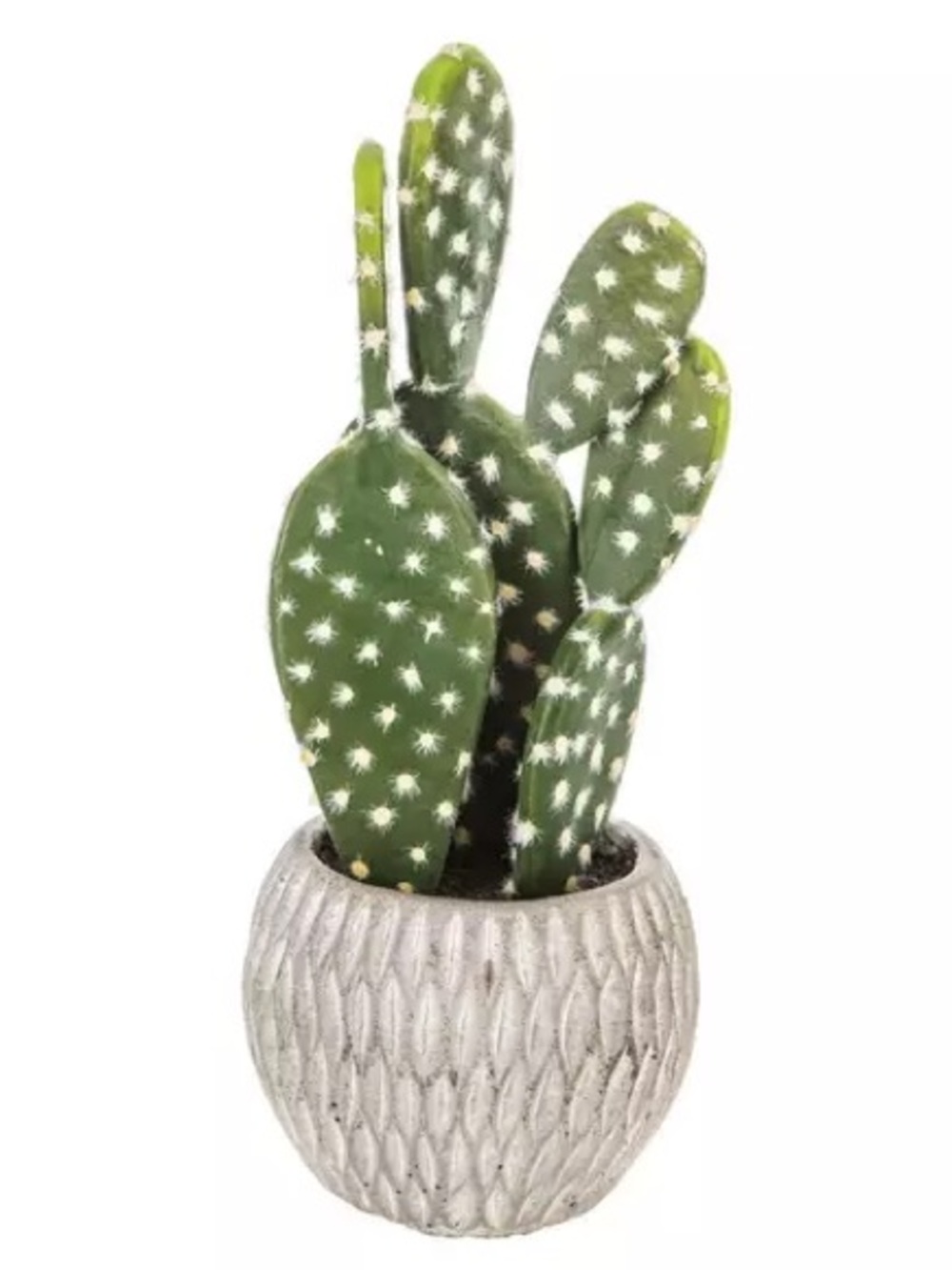 Faux Prickly Pear Cactus in Cement Pot